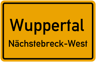 Ortsschild Wuppertal Nächstebreck-West