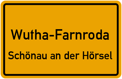 Straßenverzeichnis Wutha-Farnroda Schönau an der Hörsel