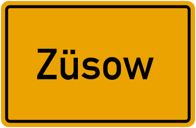 Ortsschild von Züsow in Mecklenburg-Vorpommern