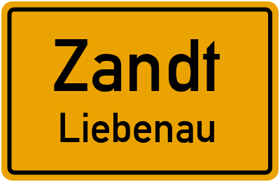 Ortsschild Zandt Liebenau