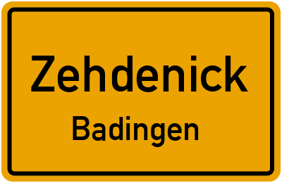 Ortsschild Zehdenick Badingen