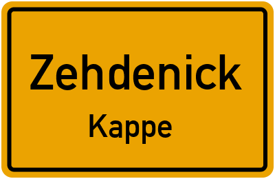 Ortsschild Zehdenick Kappe