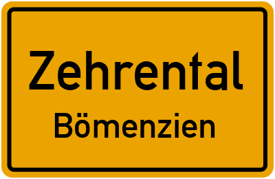 Straßenverzeichnis Zehrental Bömenzien
