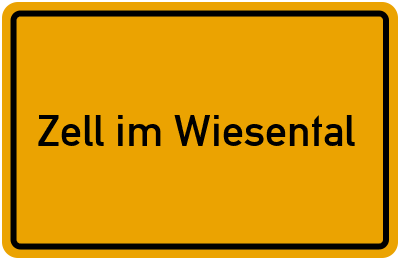 Ortsschild von Stadt Zell im Wiesental in Baden-Württemberg