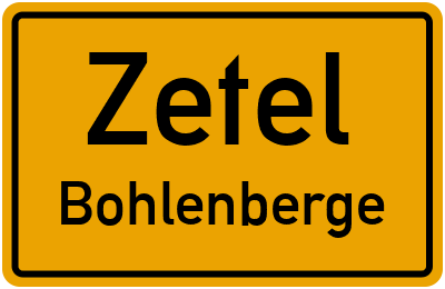 Ortsschild Zetel Bohlenberge