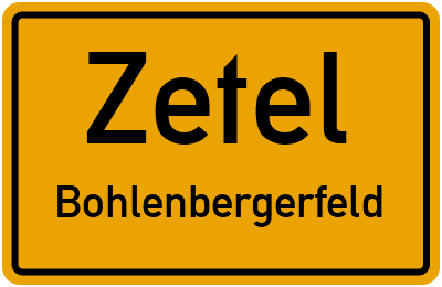 Ortsschild Zetel Bohlenbergerfeld