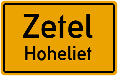 Ortsschild Zetel Hoheliet