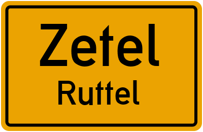 Ortsschild Zetel Ruttel