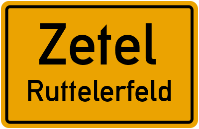 Ortsschild Zetel Ruttelerfeld