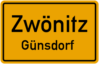 Ortsschild Zwönitz Günsdorf