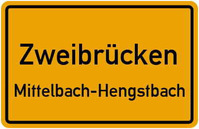 Straßenverzeichnis Zweibrücken Mittelbach-Hengstbach