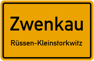 Ortsschild Zwenkau Rüssen-Kleinstorkwitz