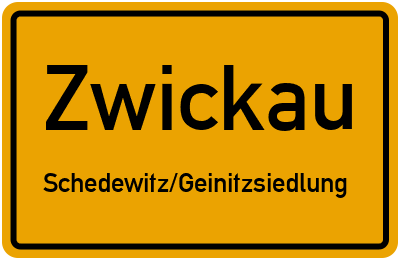 Straßenverzeichnis Zwickau Schedewitz/Geinitzsiedlung