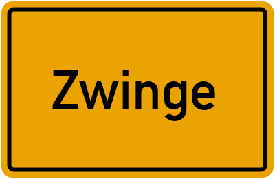 Ortsschild von Gemeinde Zwinge in Thüringen