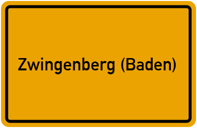 Ortsschild von Gemeinde Zwingenberg (Baden) in Baden-Württemberg