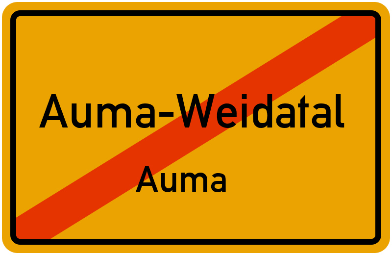 Ortsschild Auma-Weidatal