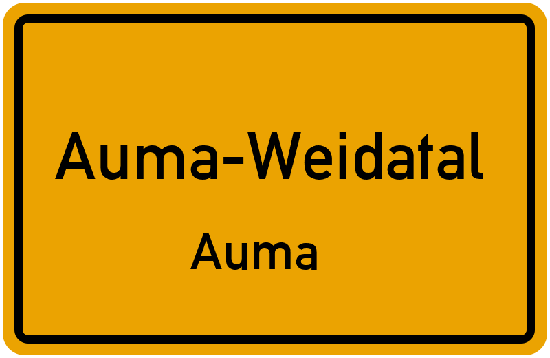 Ortsschild Auma-Weidatal