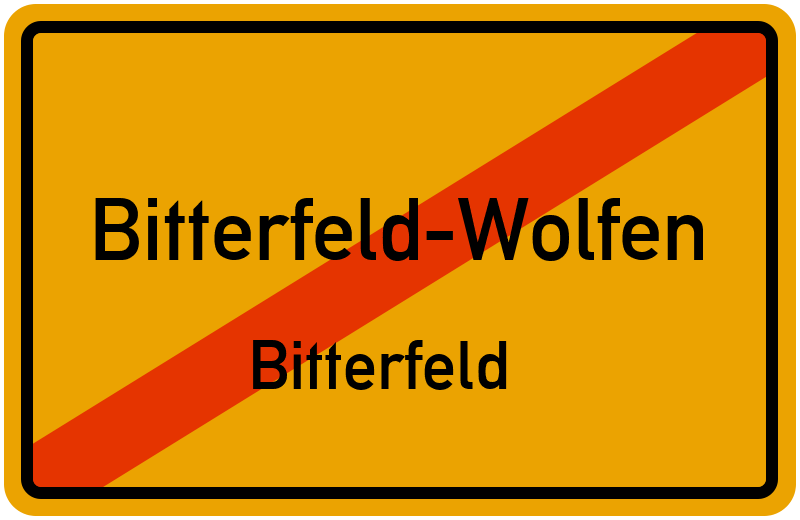 Ortsschild Bitterfeld-Wolfen