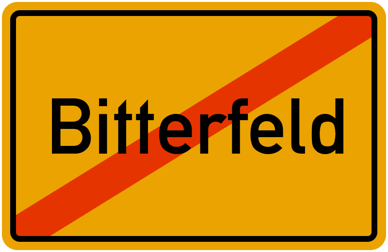 Ortsschild Bitterfeld