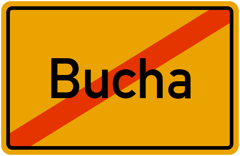 Ortsschild Bucha