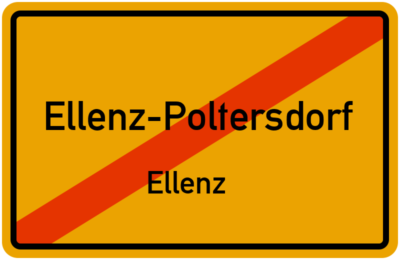 Ortsschild Ellenz-Poltersdorf