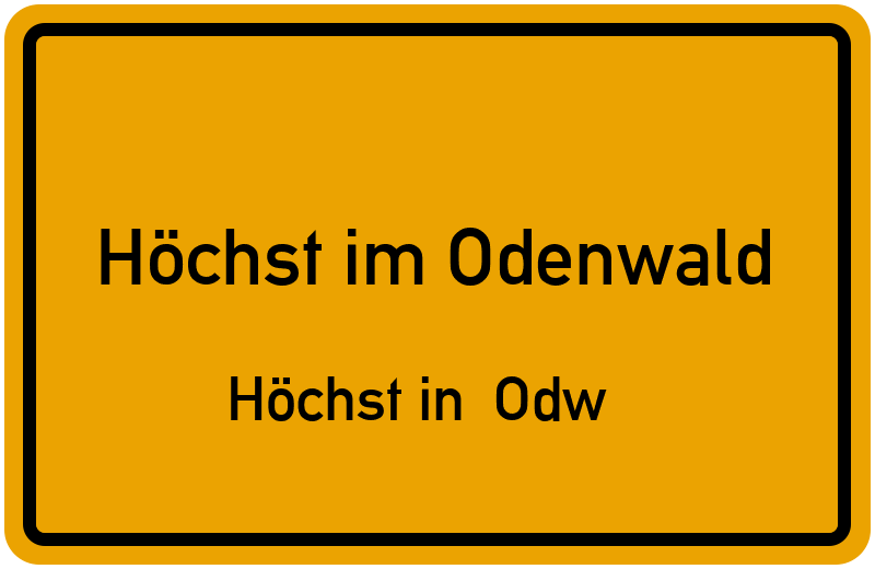 Ortsschild Höchst im Odenwald