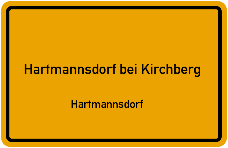 Ortsschild Hartmannsdorf bei Kirchberg