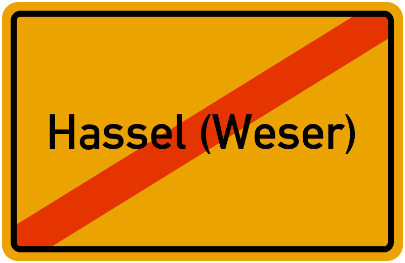 Ortsschild Hassel (Weser)