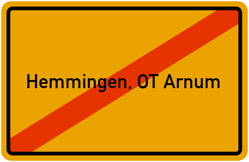 Ortsschild Hemmingen, OT Arnum