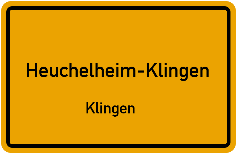 Ortsschild Heuchelheim-Klingen