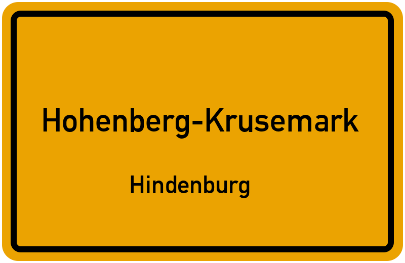 Ortsschild Hohenberg-Krusemark