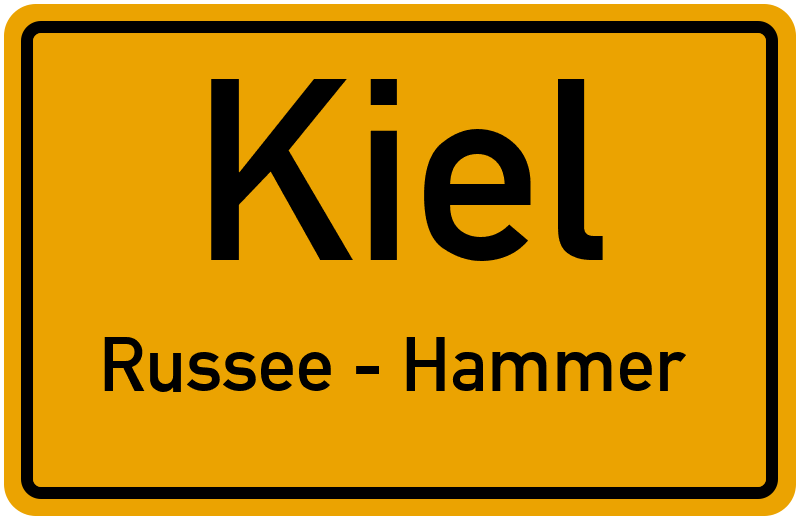 Ortsschild Kiel-Russee - Hammer kostenlos: Download & Drucken