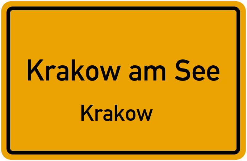 Ortsschild Krakow am See