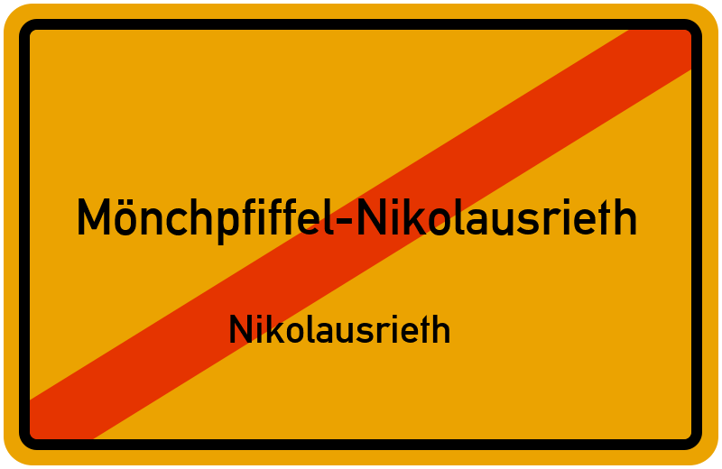 Ortsschild Mönchpfiffel-Nikolausrieth