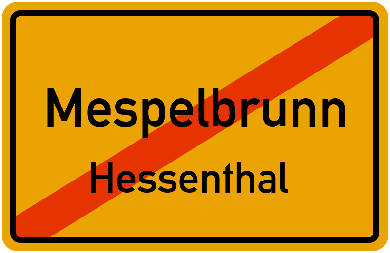 Ortsschild Mespelbrunn