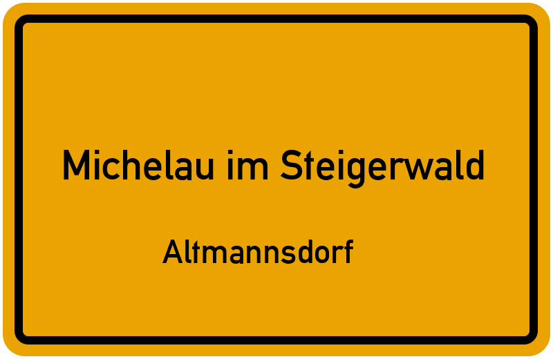 Ortsschild Michelau im Steigerwald