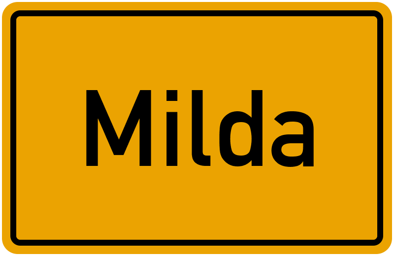 Ortsschild Milda