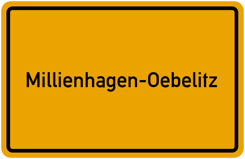 Ortsschild Millienhagen-Oebelitz
