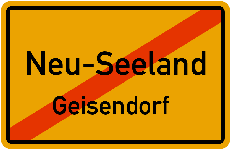 Ortsschild Neu-Seeland
