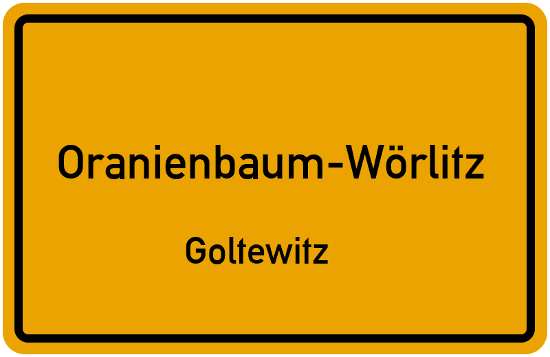 Ortsschild Oranienbaum-Wörlitz