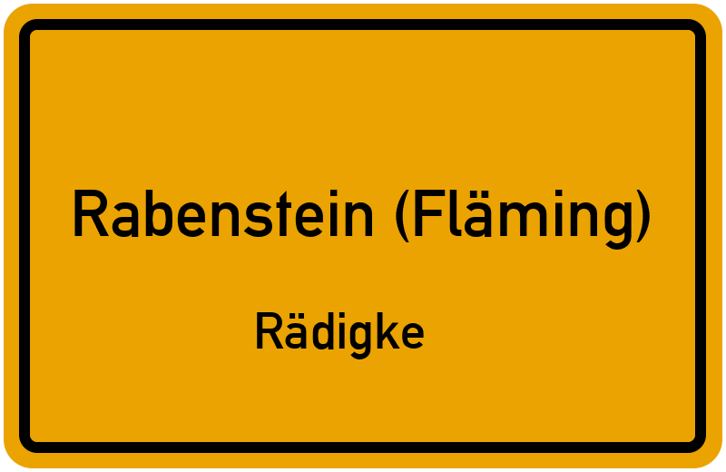 Ortsschild Rabenstein (Fläming)