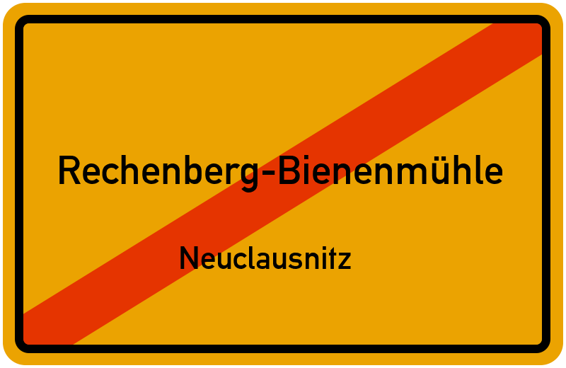 Ortsschild Rechenberg-Bienenmühle