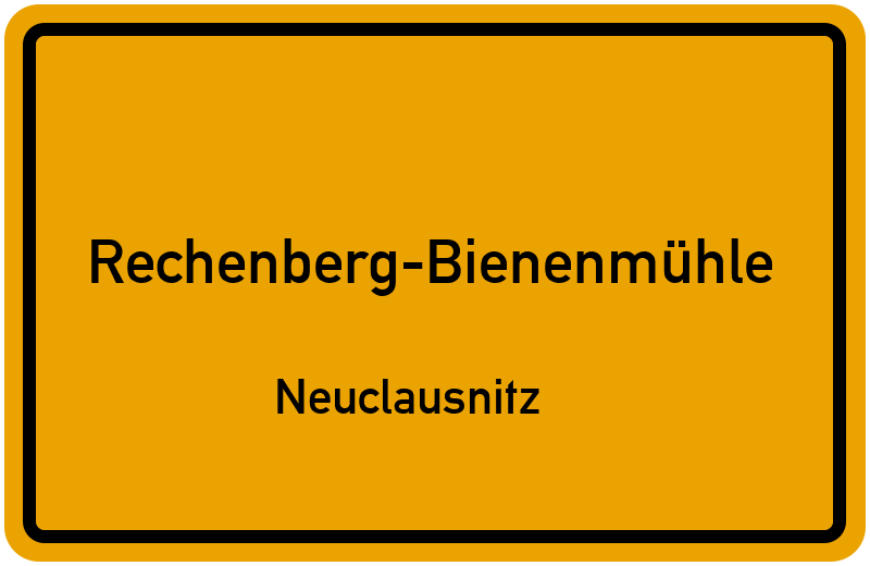 Ortsschild Rechenberg-Bienenmühle