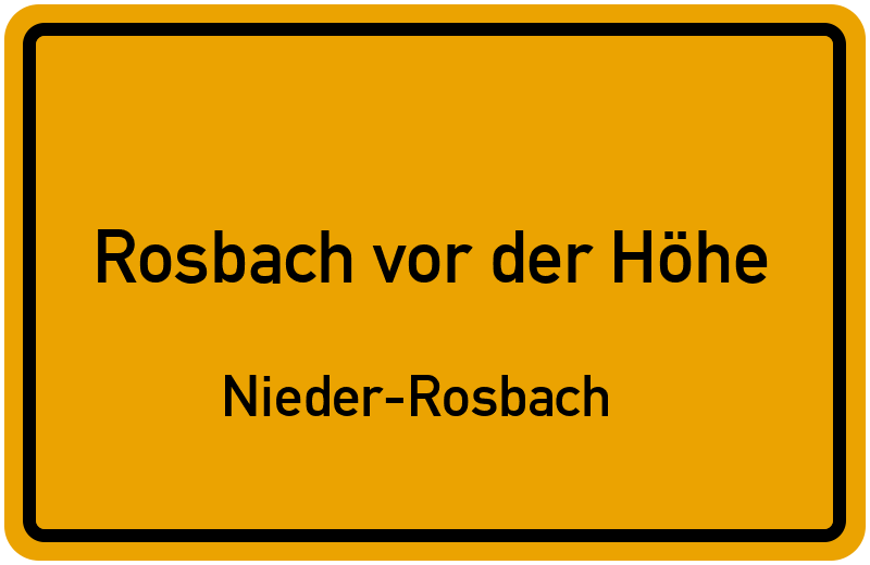 Ortsschild Rosbach vor der Höhe