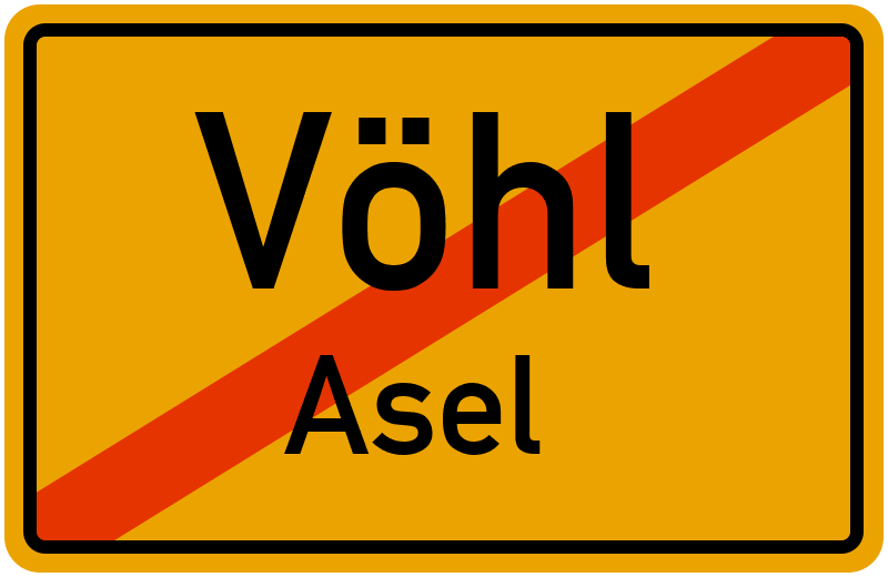 Ortsschild Vöhl