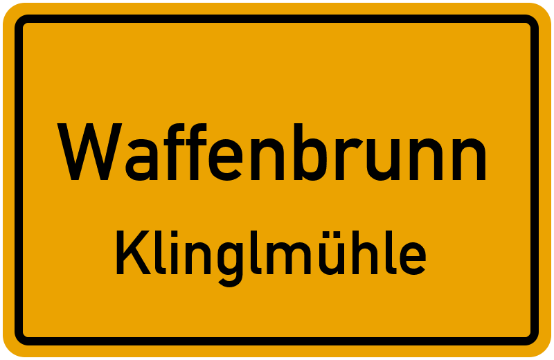 Ortsschild Waffenbrunn