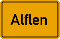 Ortsschild von Gemeinde Alflen in Rheinland-Pfalz