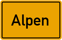 Ortsschild von Gemeinde Alpen in Nordrhein-Westfalen