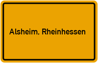 Ortsschild von Gemeinde Alsheim, Rheinhessen in Rheinland-Pfalz