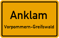 Ortsschild Anklam.Vorpommern-Greifswald